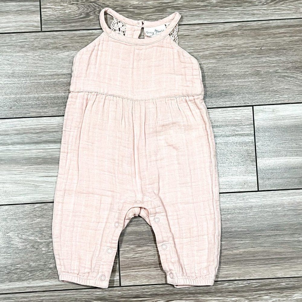 City Mouse Organic Pink Lace Romper, Size 0-3M